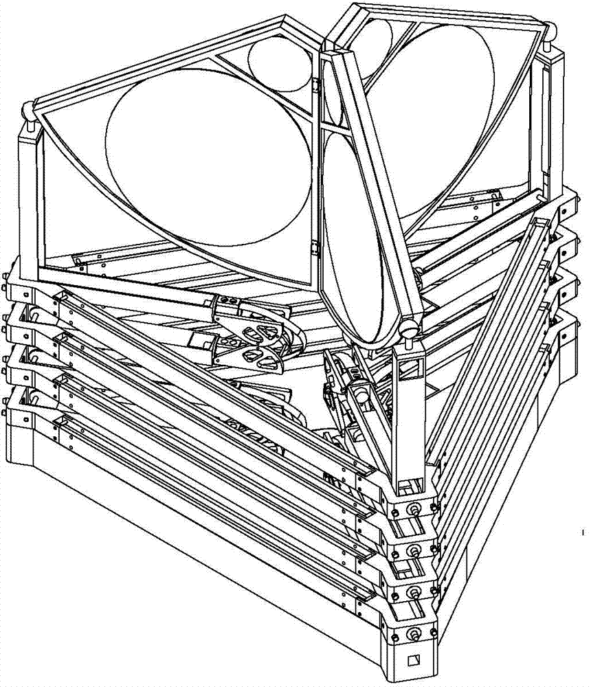 Telescopic truss type binary optical space camera and on-orbit work method thereof