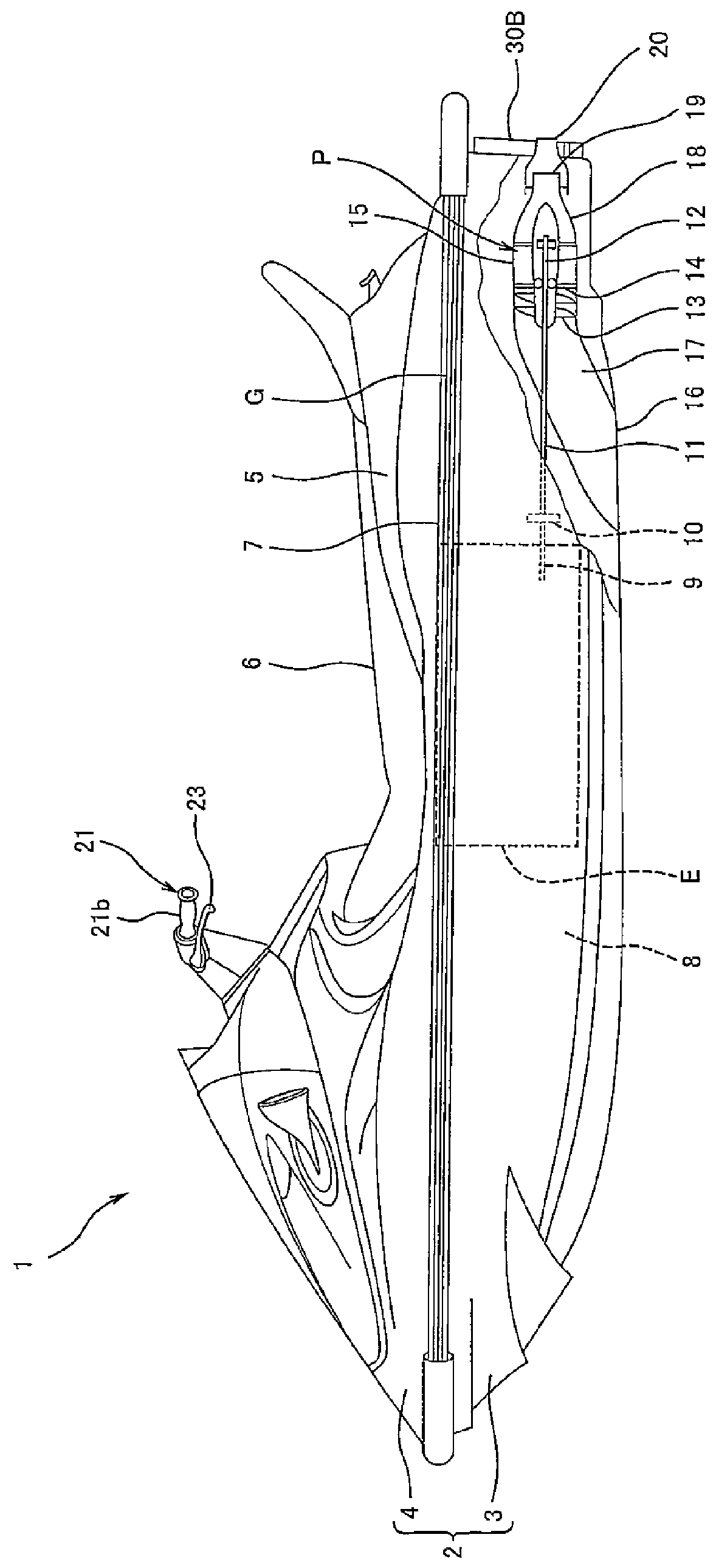 Deceleration device of a personal watercraft