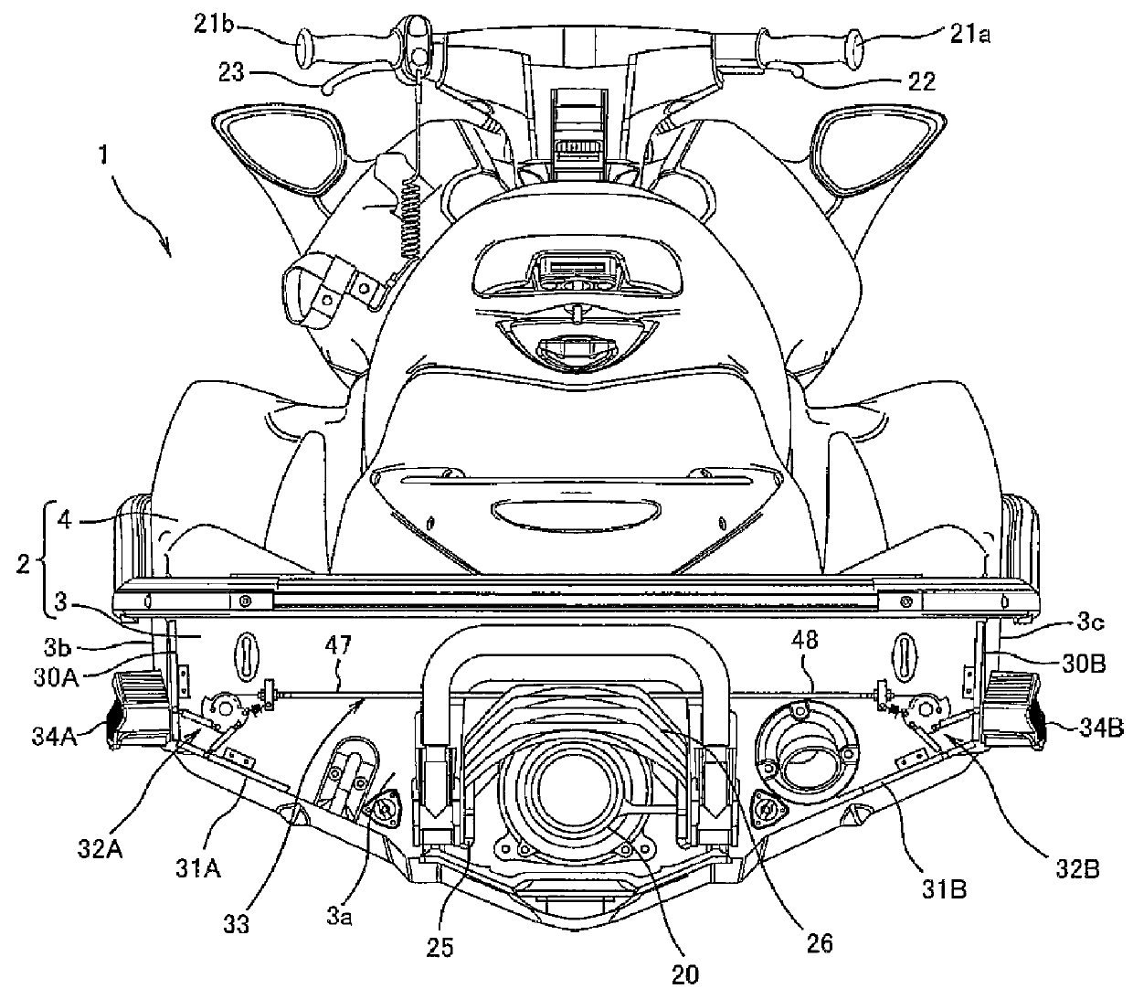 Deceleration device of a personal watercraft