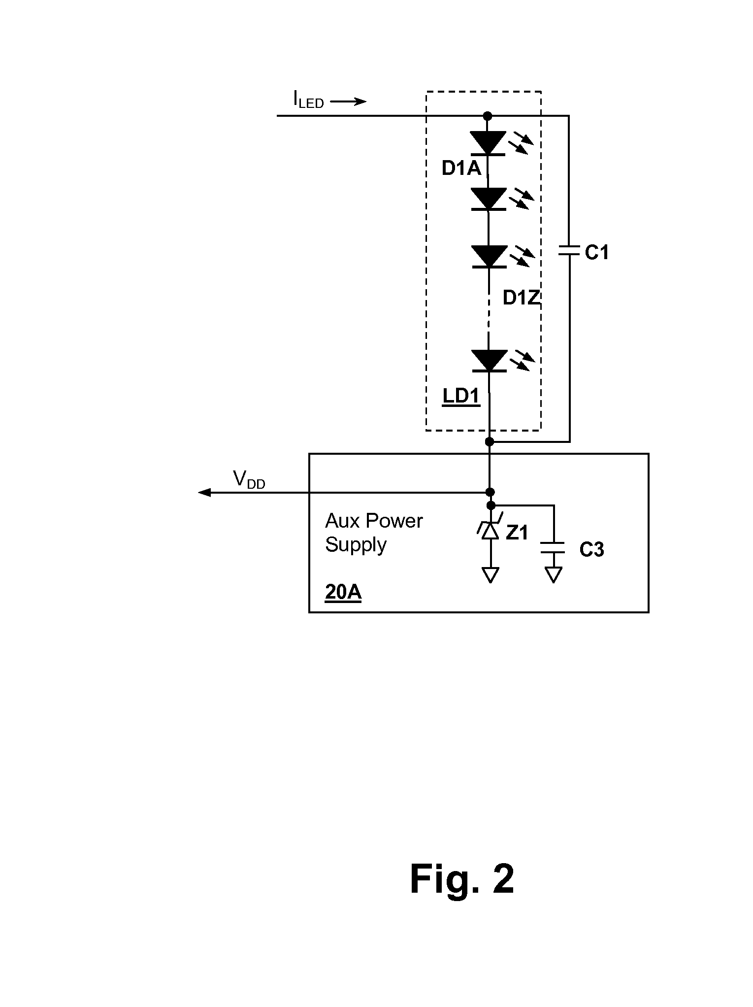 LED (light-emitting diode) string derived controller power supply