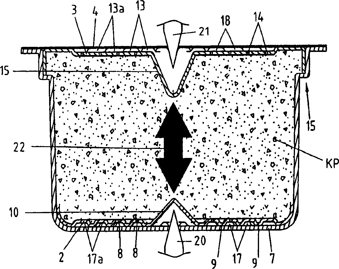 Split container for making beverage by granular material with the help of water