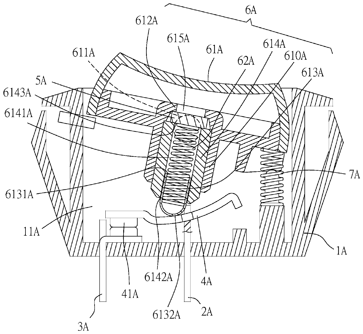 Heat destructive disconnecting switch and socket comprising same