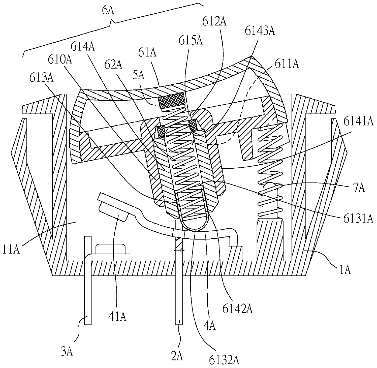 Heat destructive disconnecting switch and socket comprising same