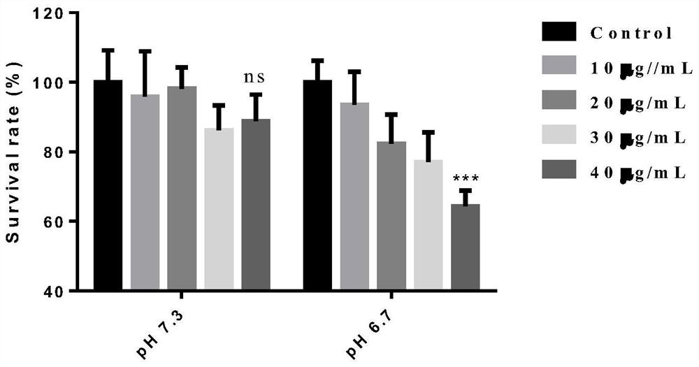 Oral tumor resistant pH sensitive intelligent material and application thereof