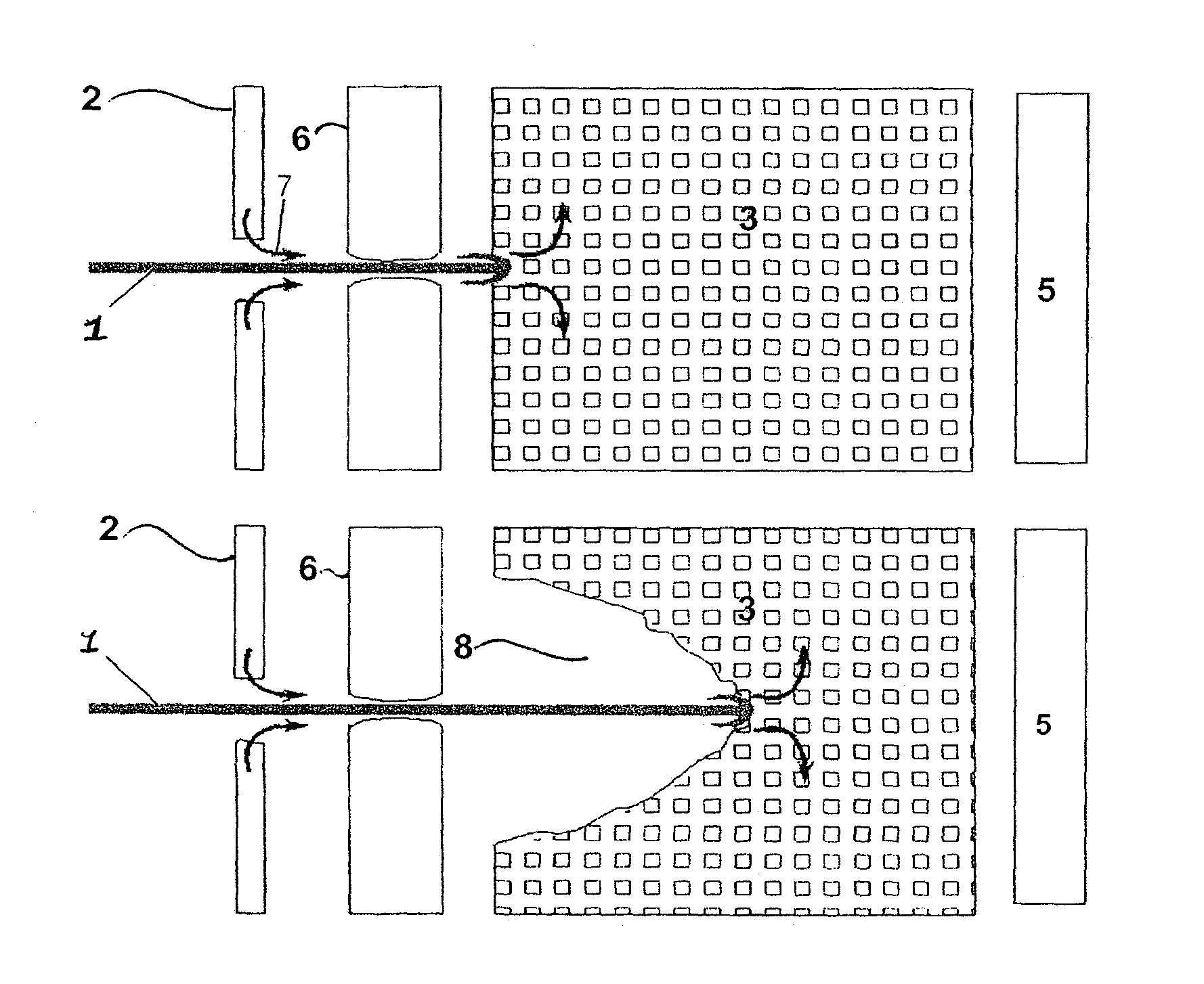 Protective module using electric current to protect objects against threats, especially from shaped charges