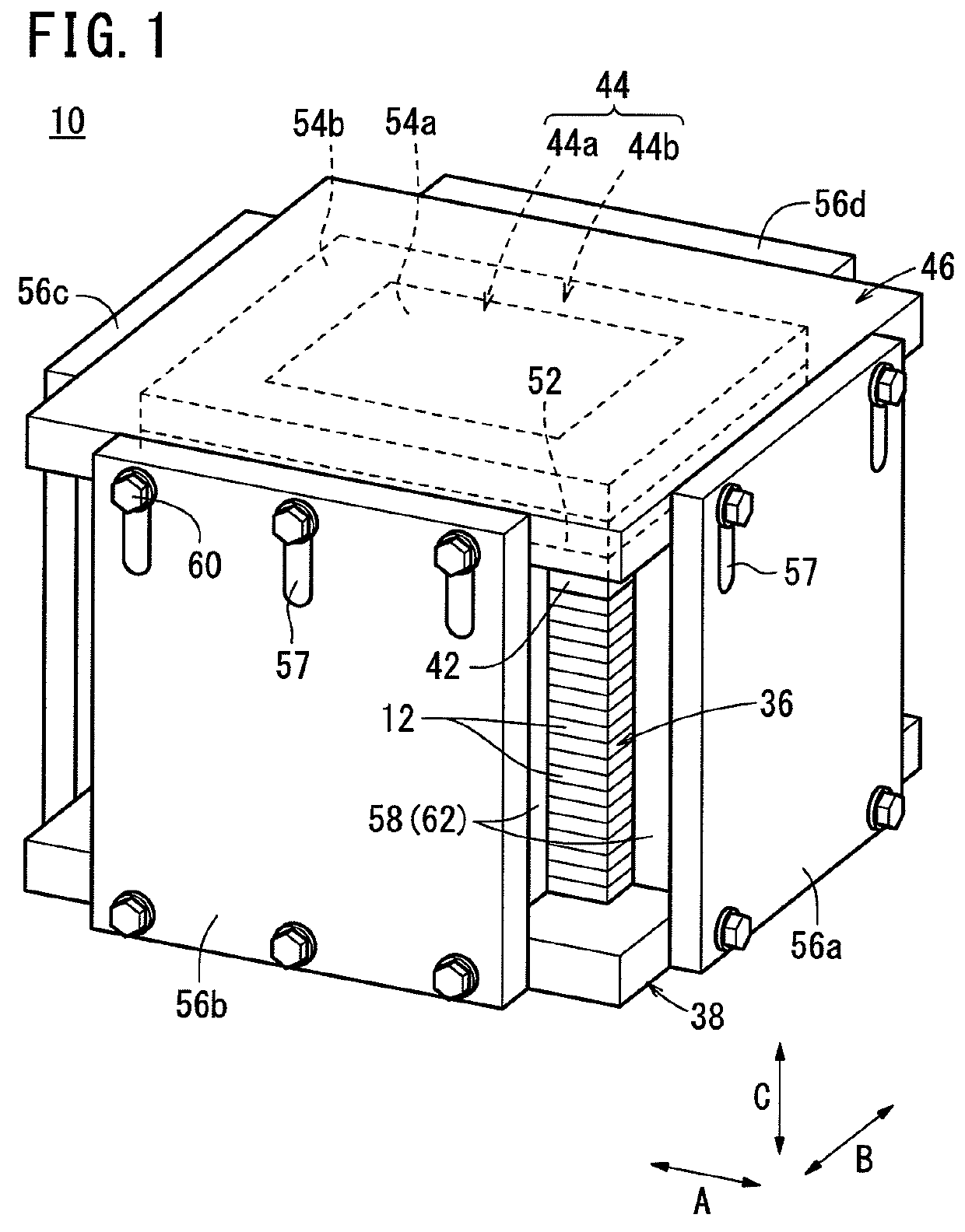 SOFC stack with temperature adapted compression force means