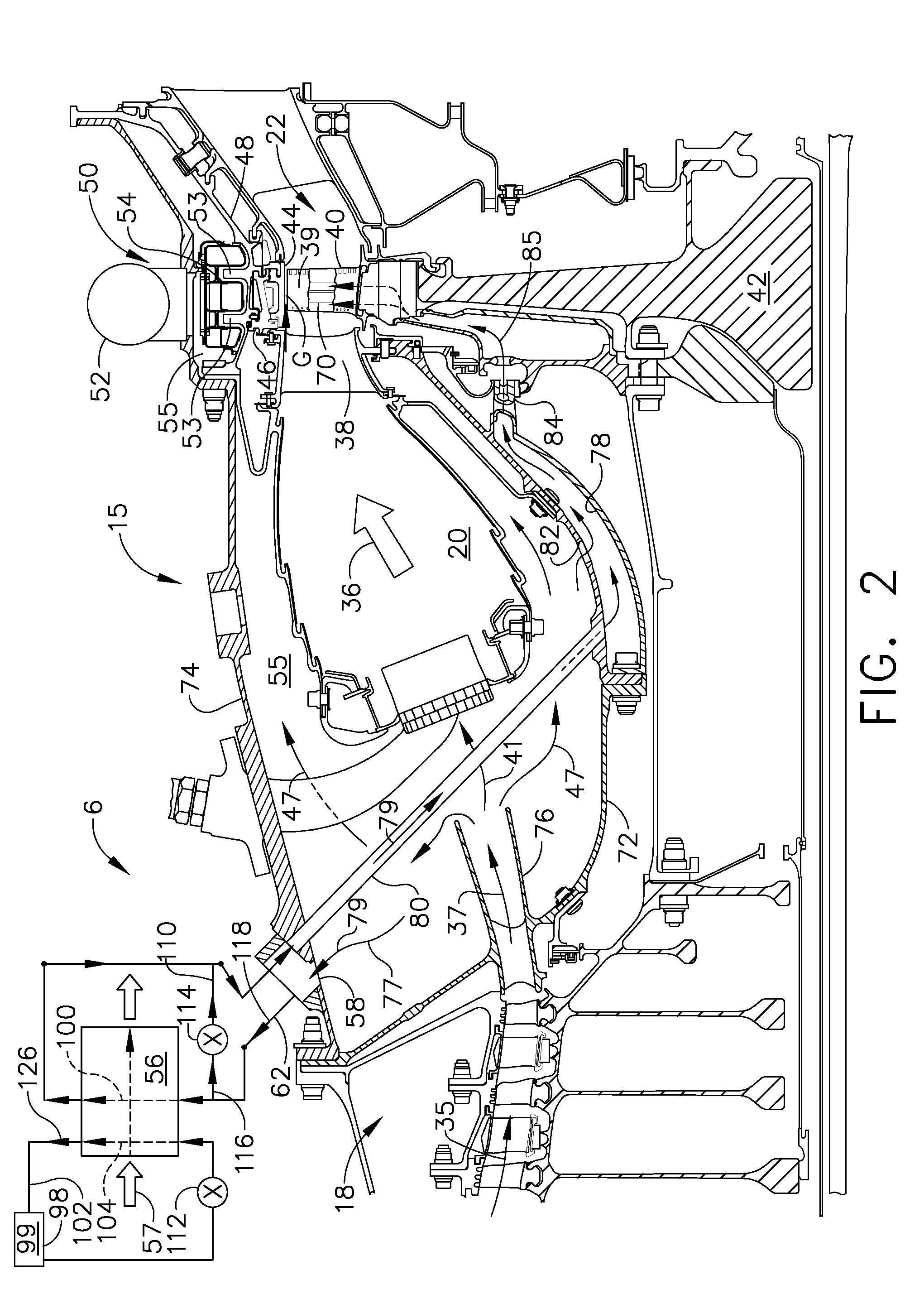 Gas turbine engine temperature modulated cooling flow