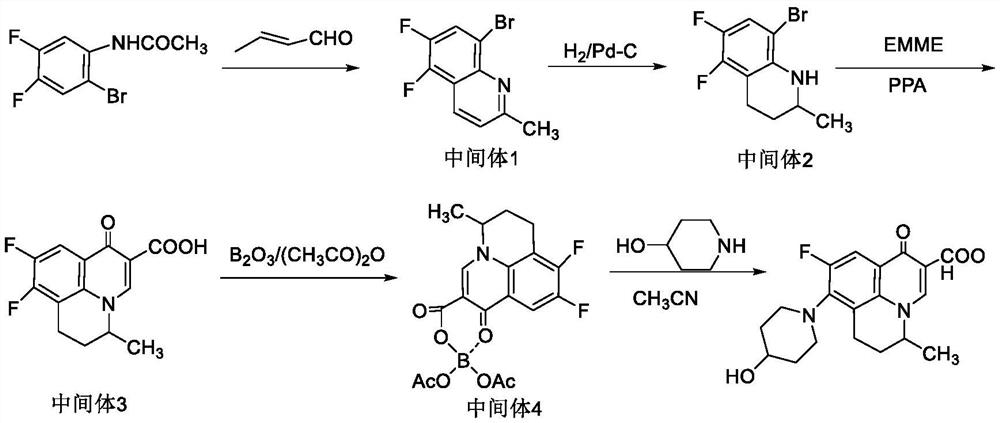 Synthesis process of S-(-)-nadifloxacin chiral intermediate