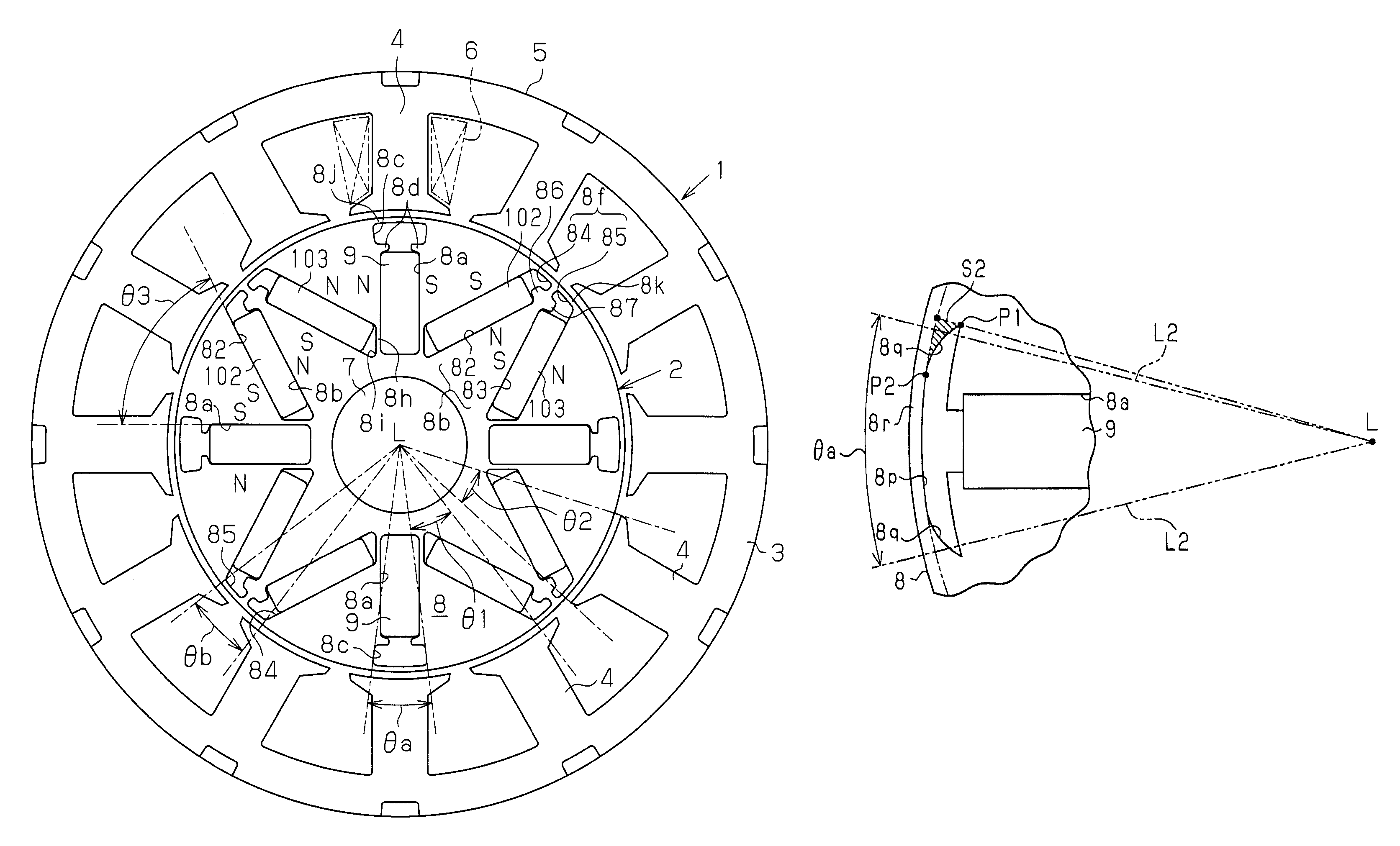 Embedded magnet type motor