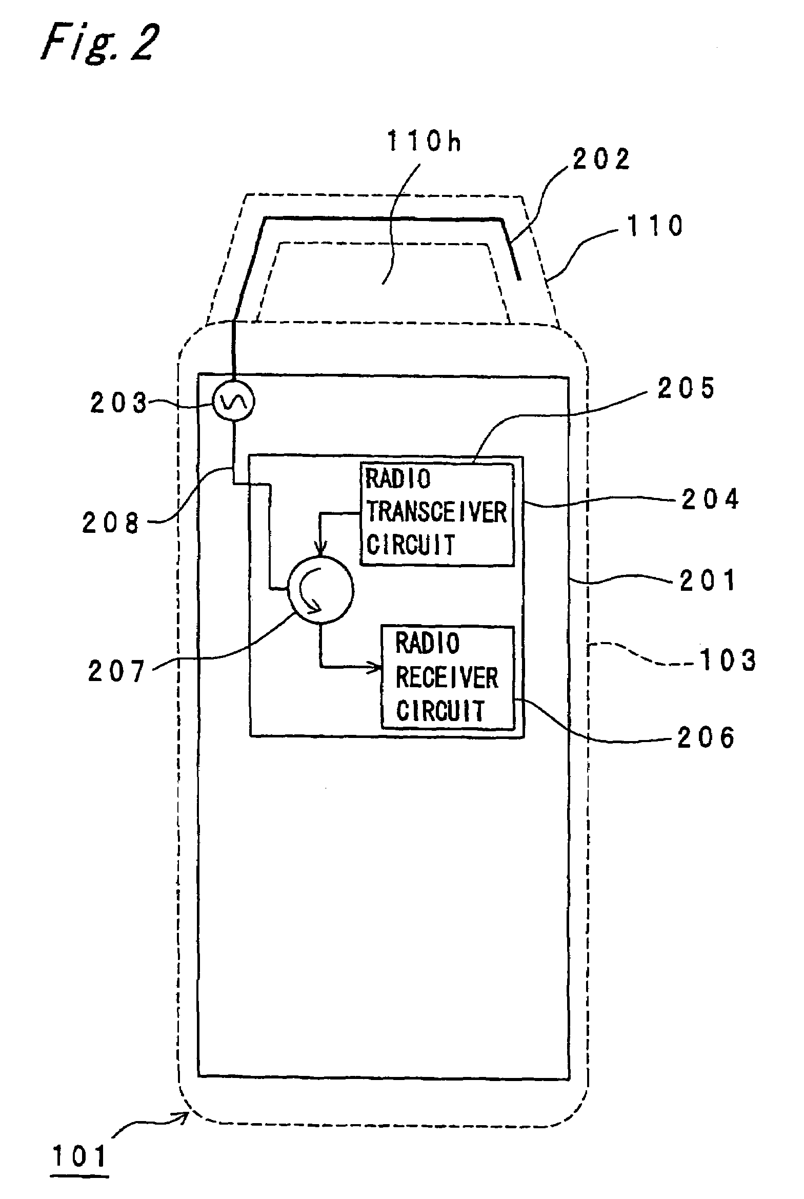 Portable radio communication apparatus provided with boom portion with through hole