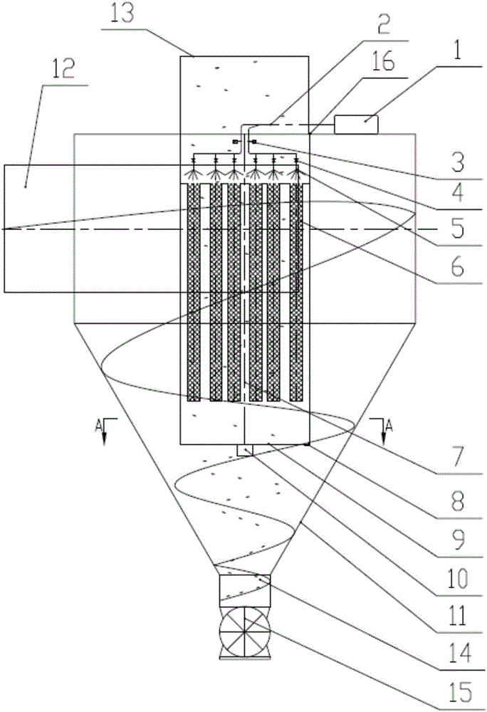 Cyclone bag type dust collector for rotary chamber pulse jet system