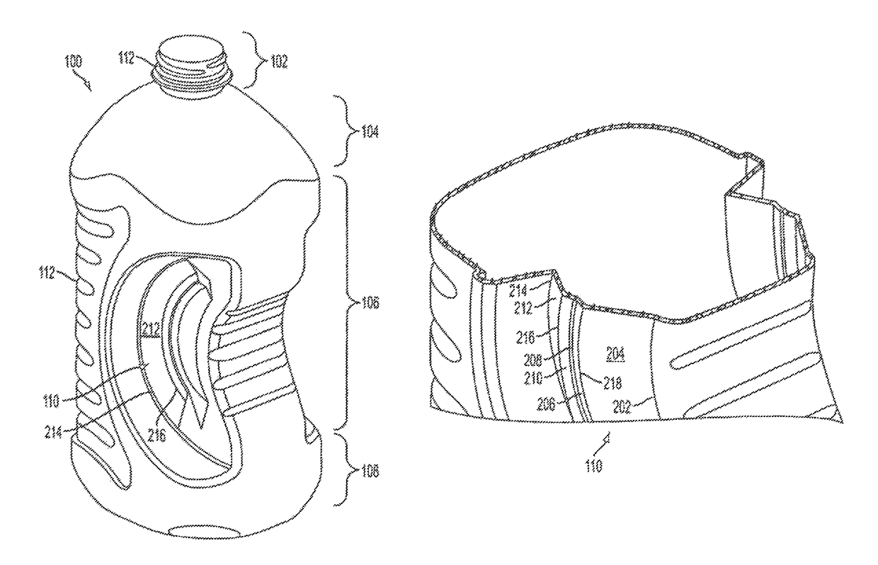 Container having outwardly blown, invertible deep-set grips