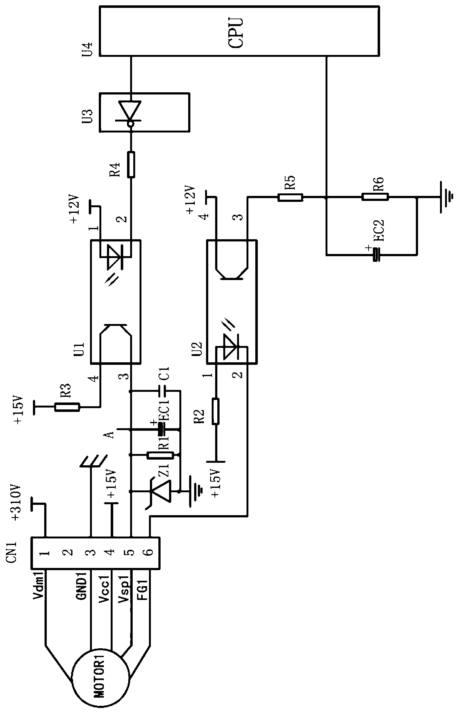 Outdoor motor control circuit of air conditioning system of brushless motor