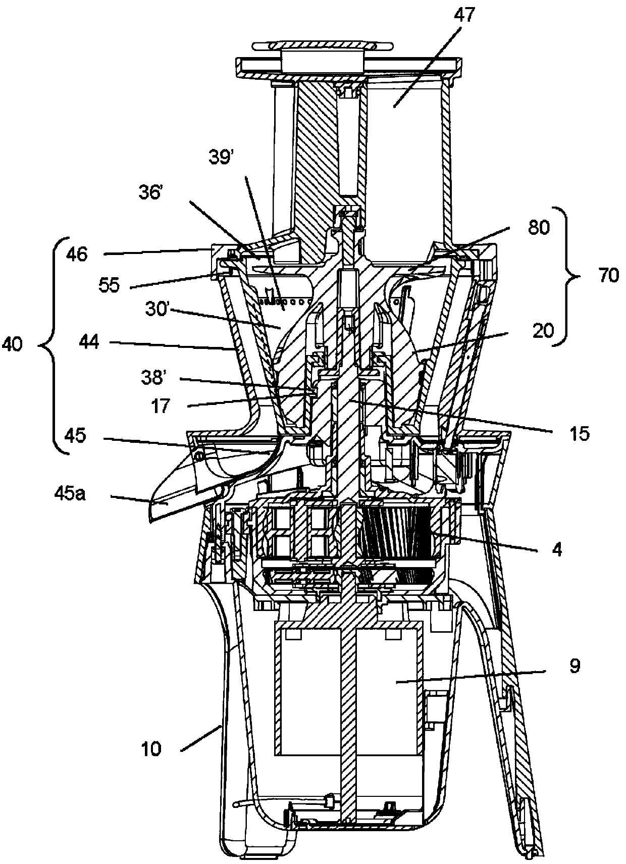 Electric household appliance for culinary preparation, comprising a pressing screw and at least one filter