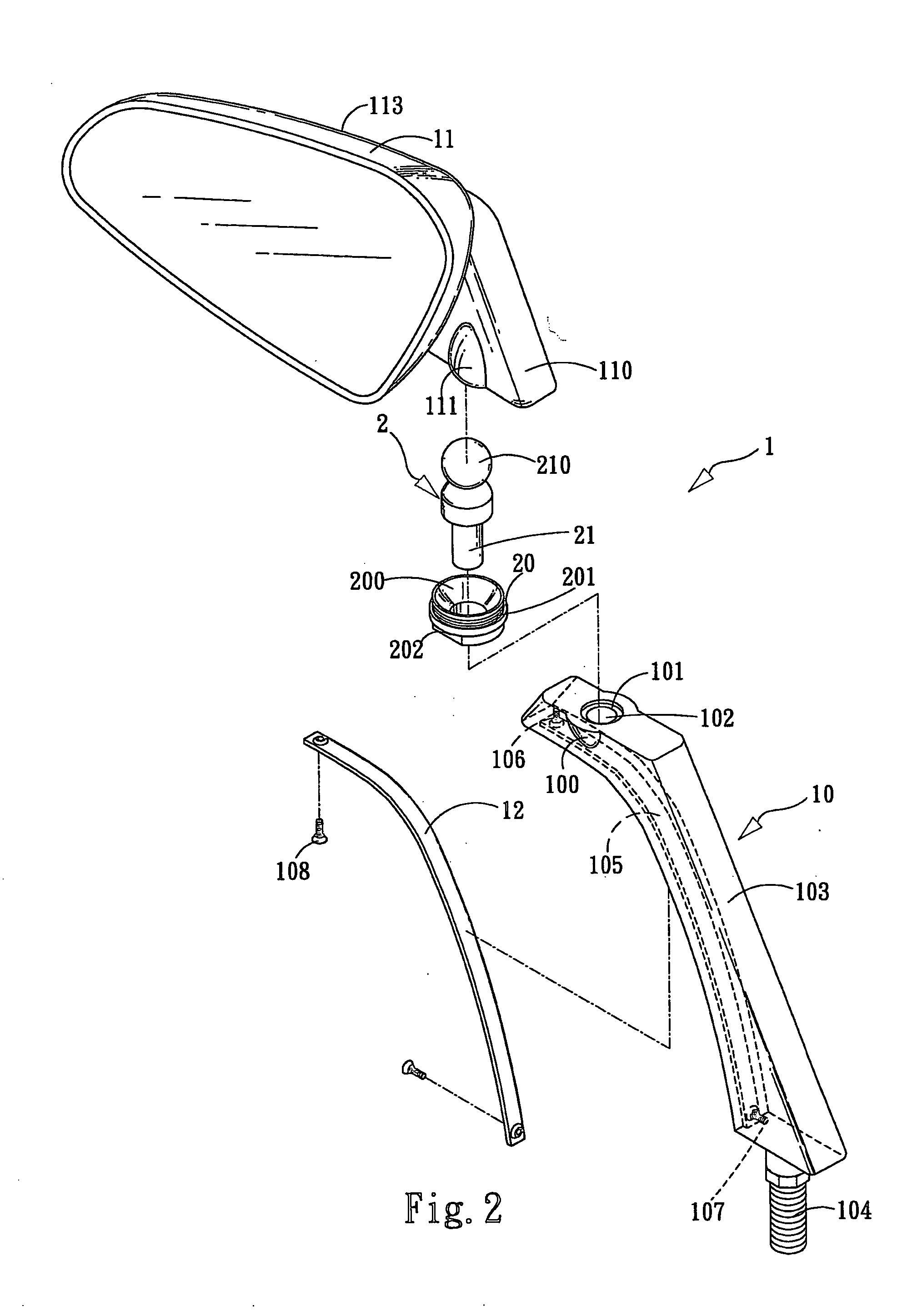 Mirror of motorcycle with swivel mount