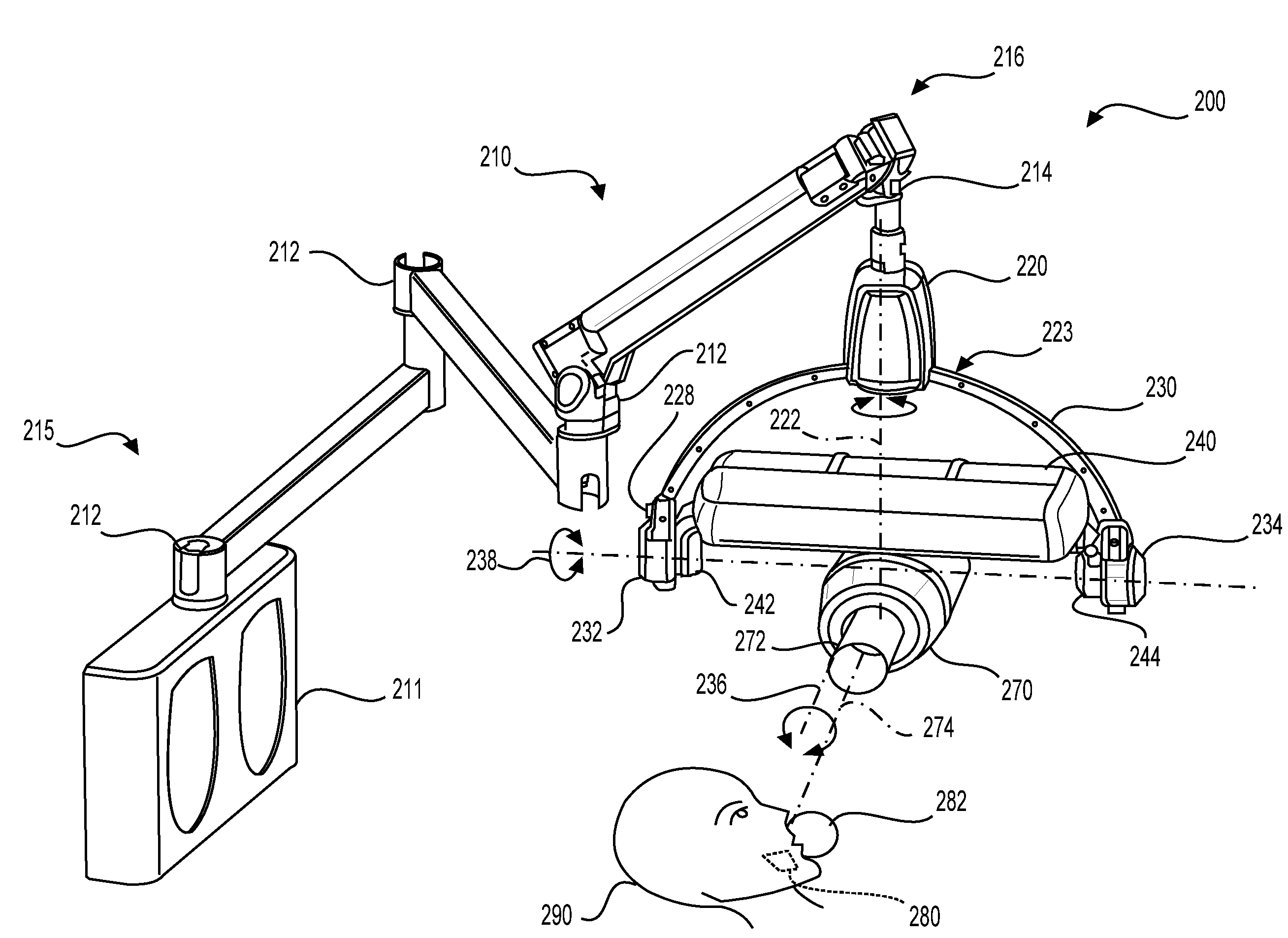 Rolling yoke mount for an intra-oral 3D x-ray system