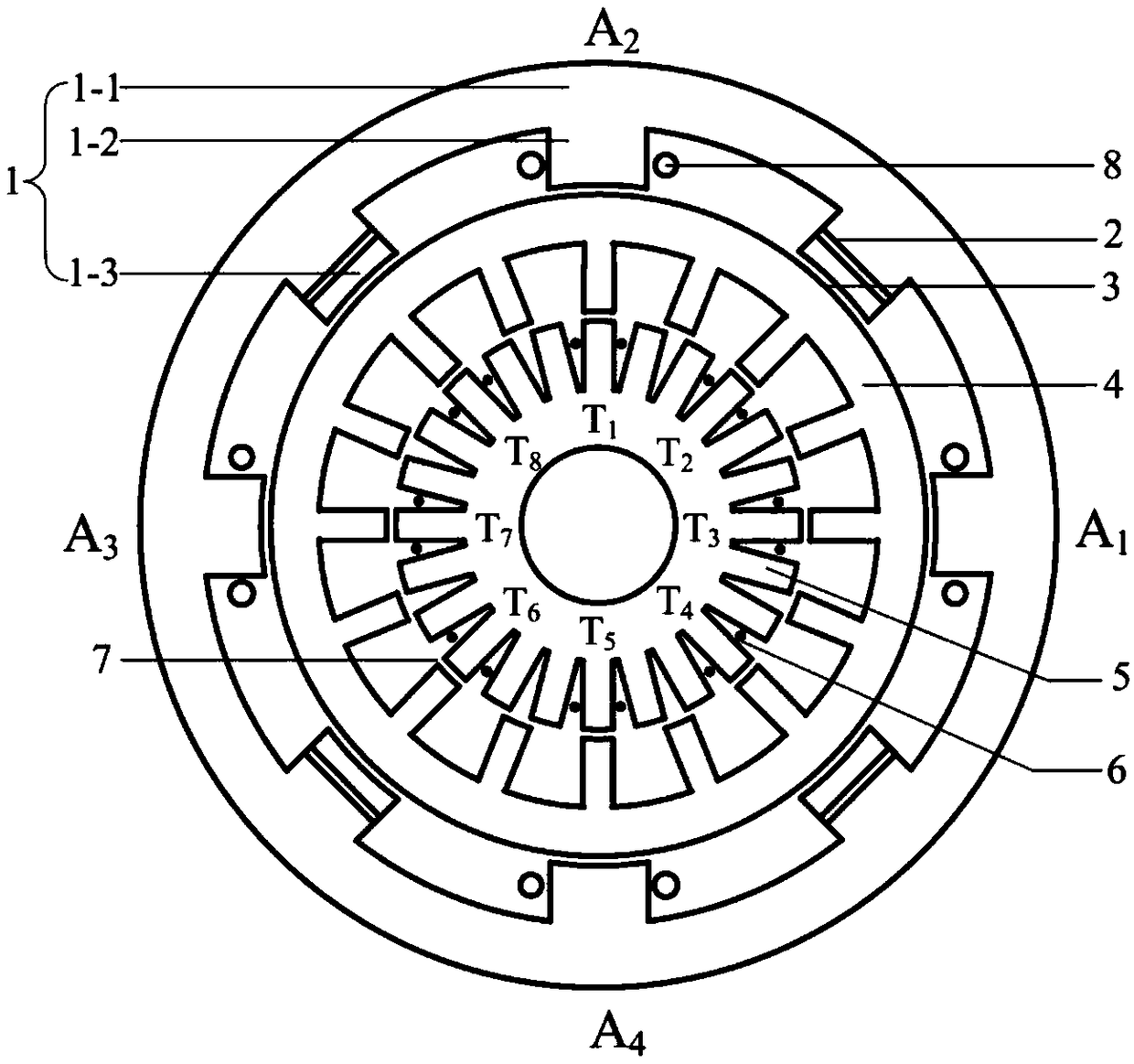 Dual-stator hybrid excitation magnetic suspension switched reluctance machine