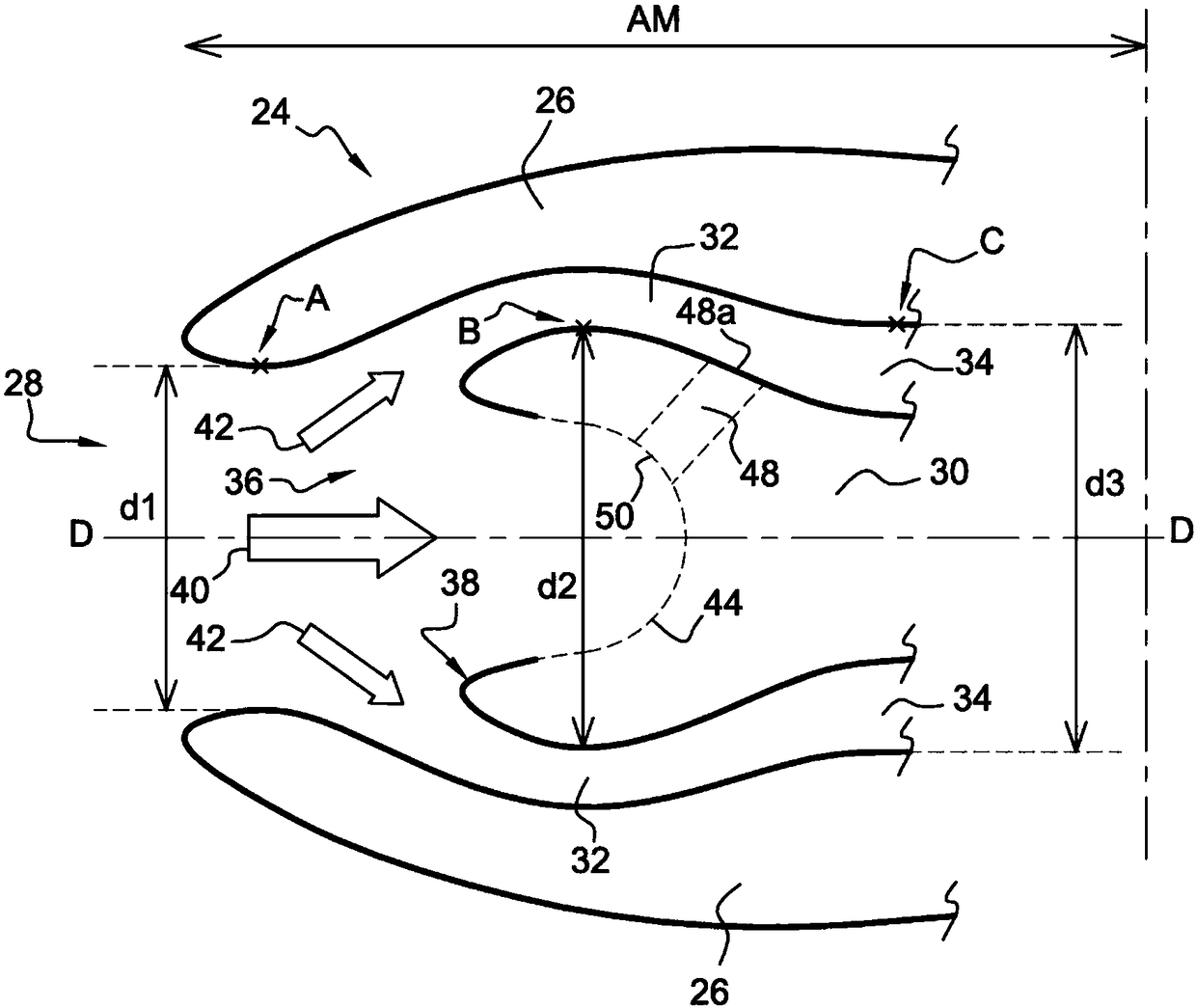 Turbomachine comprising a trap for foreign bodies circulating in an airflow