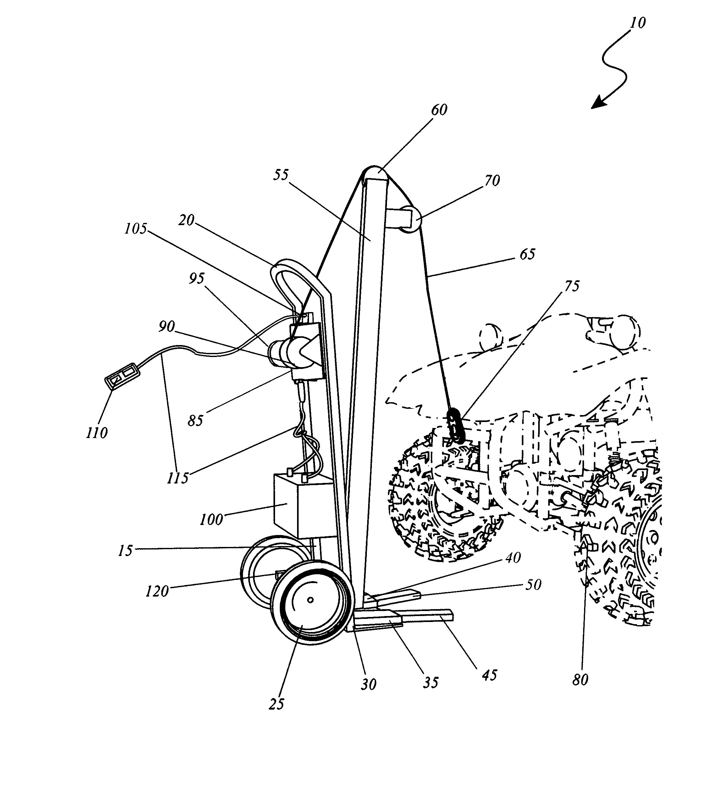 Portable hand truck with powered lifting device