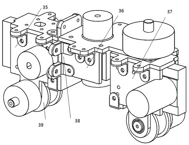 Pipeline robot vehicle with pitch varying spiral line type crawling ability