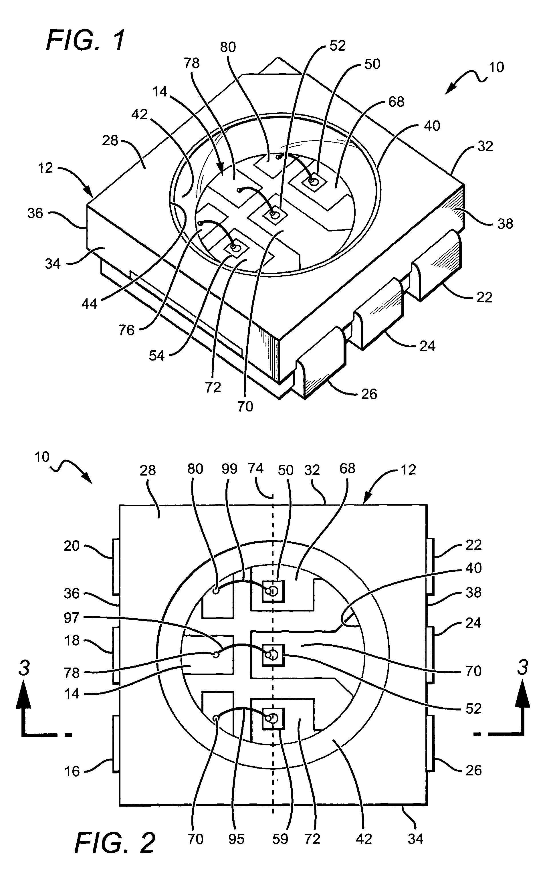 Aligned multiple emitter package