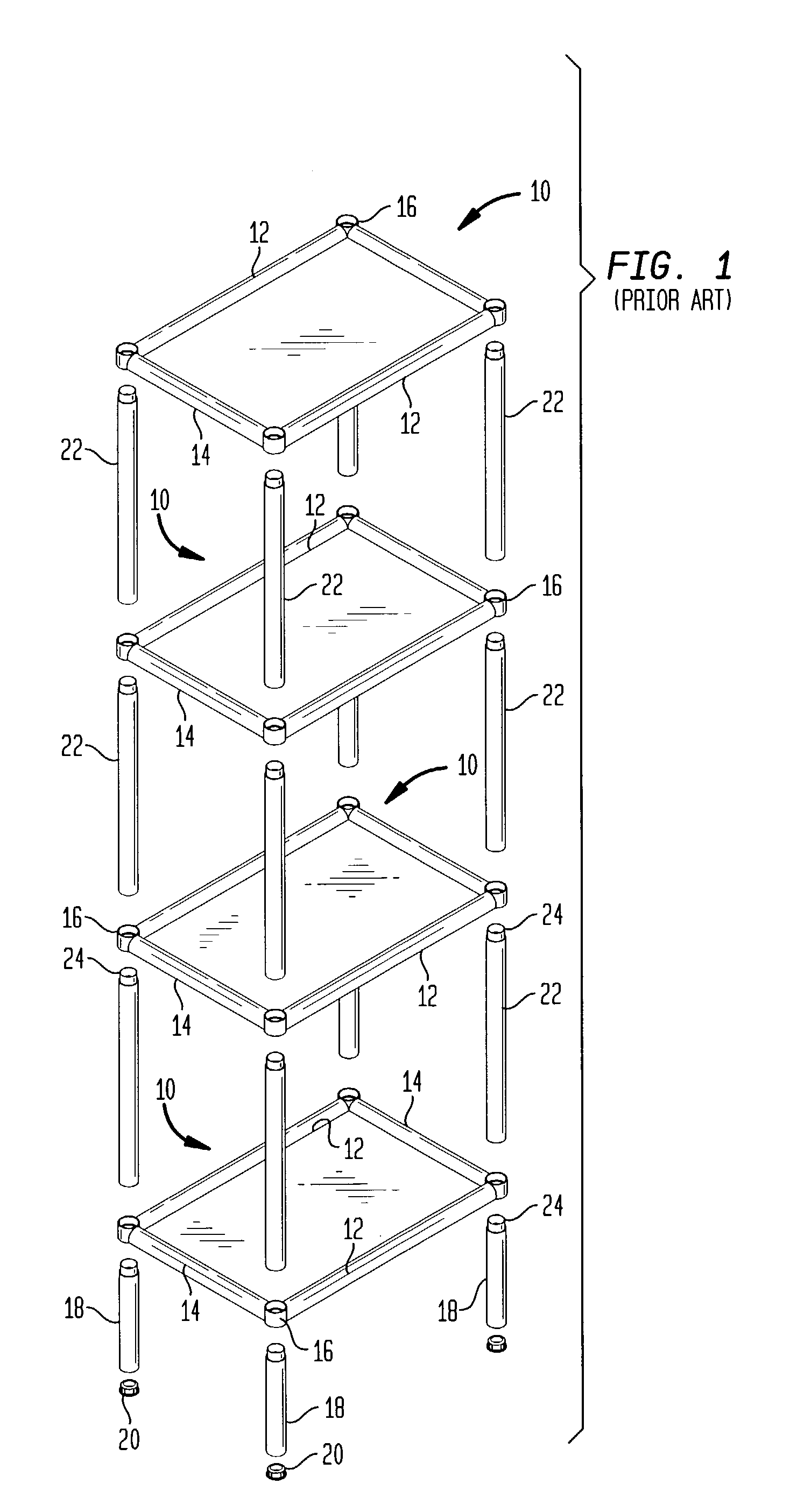 Corner joint and shelf module for use in light-duty all-plastic shelf units