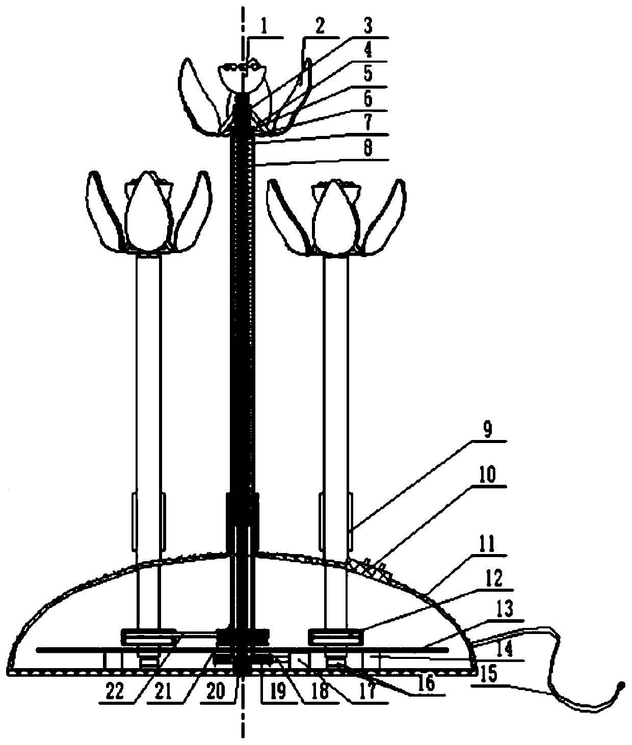 Intelligent stage lotus art lamp capable of reducing wireless control delay