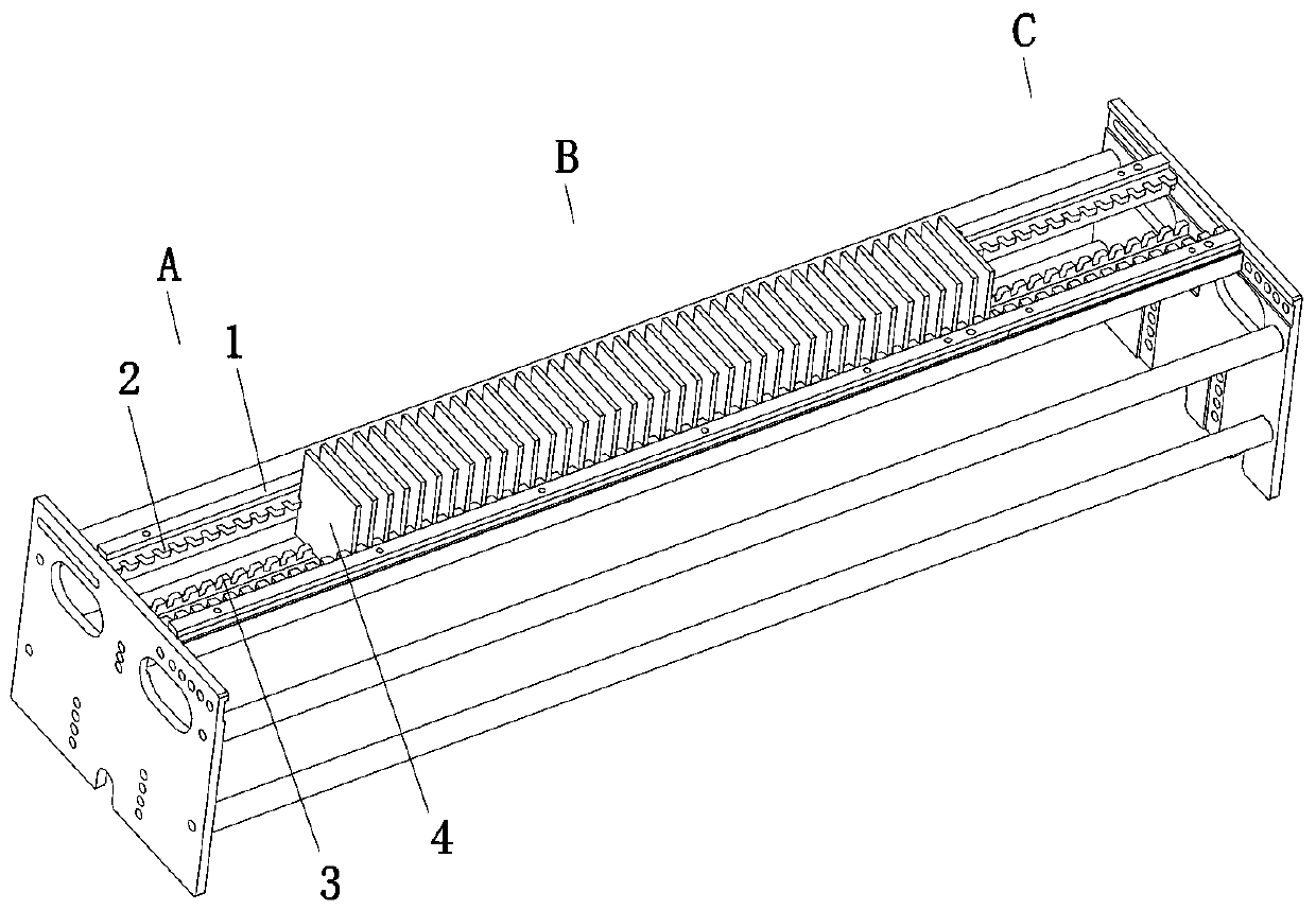 Fine carving machine rack and front and back face machining process thereof