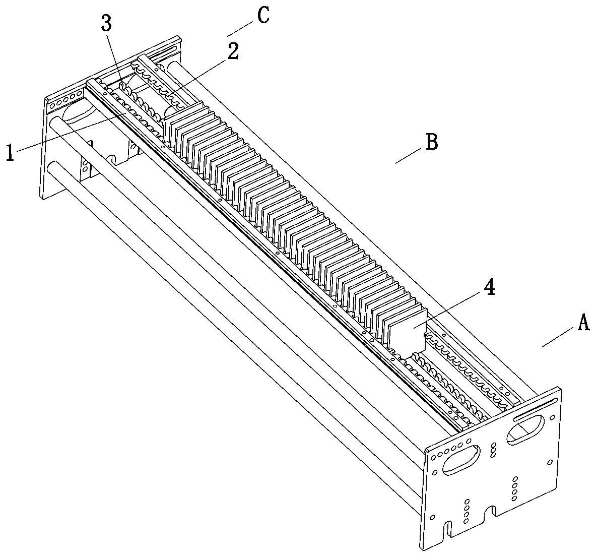 Fine carving machine rack and front and back face machining process thereof