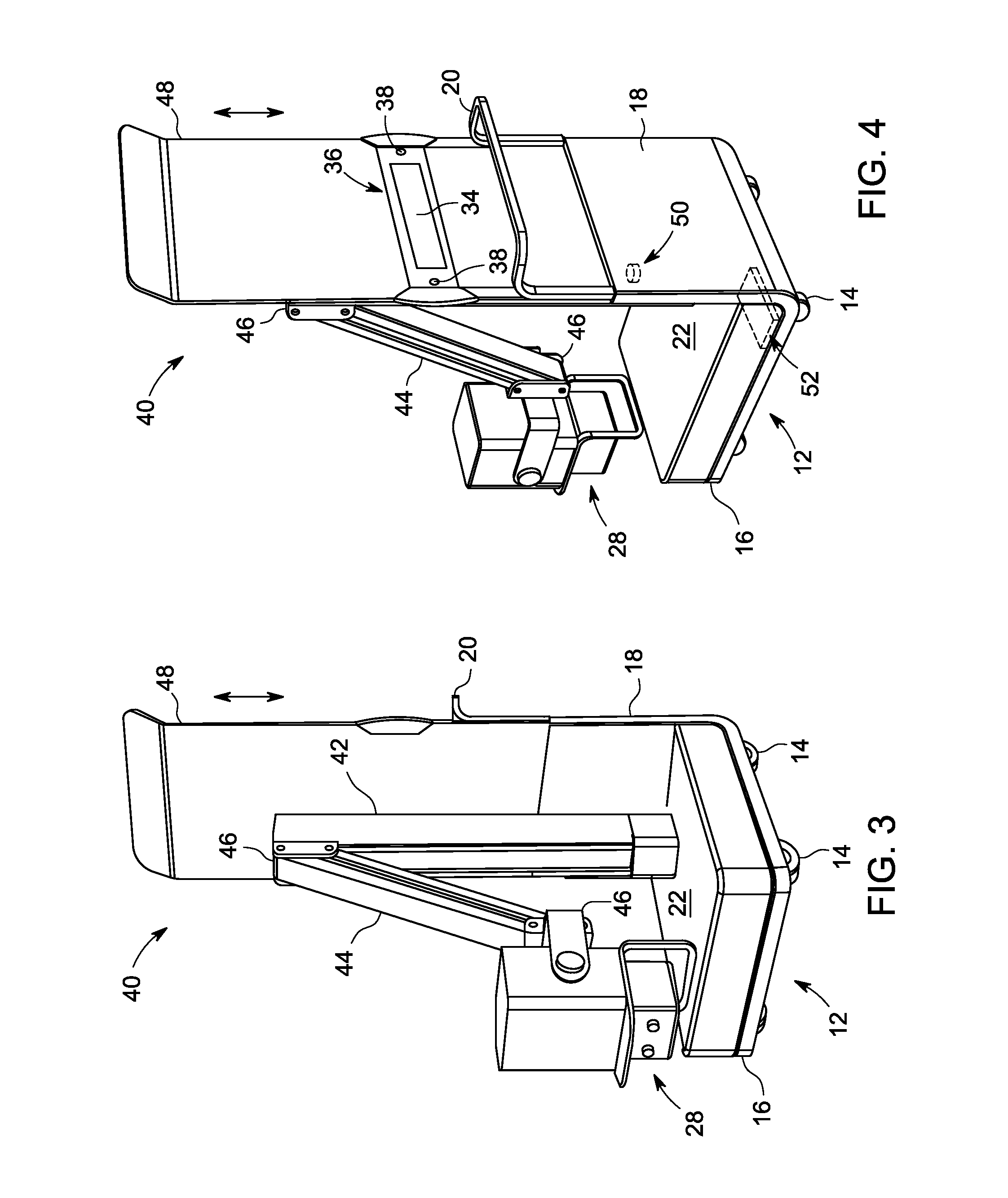 Mobile x-ray unit with integrated x-ray shield