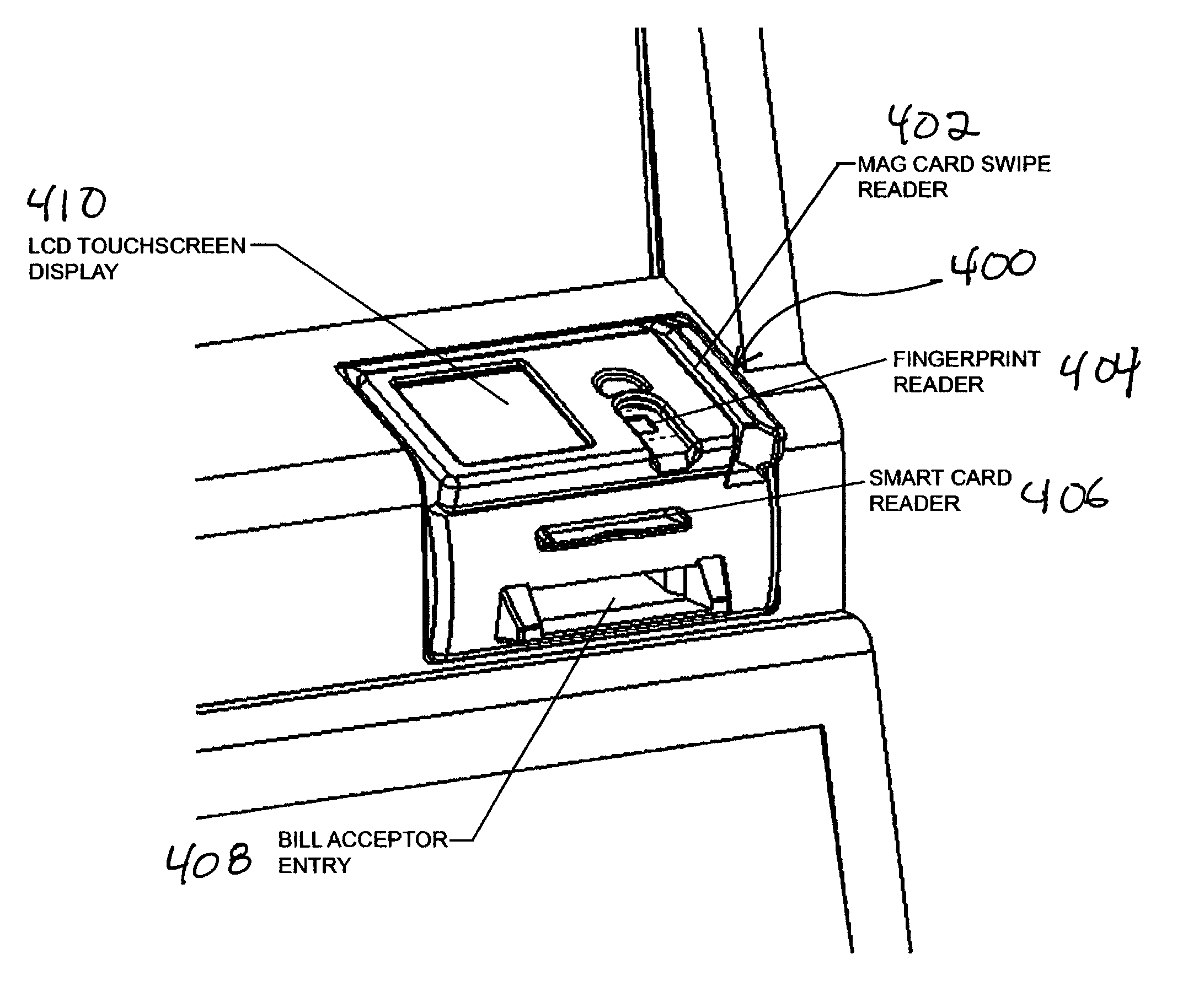 Combination fingerprint reader and I/O devices for gaming machines