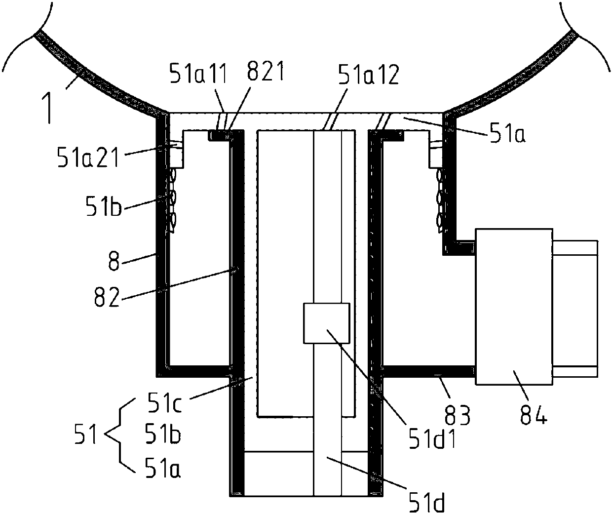 Improved bottom leakage spraying device and cooking machine