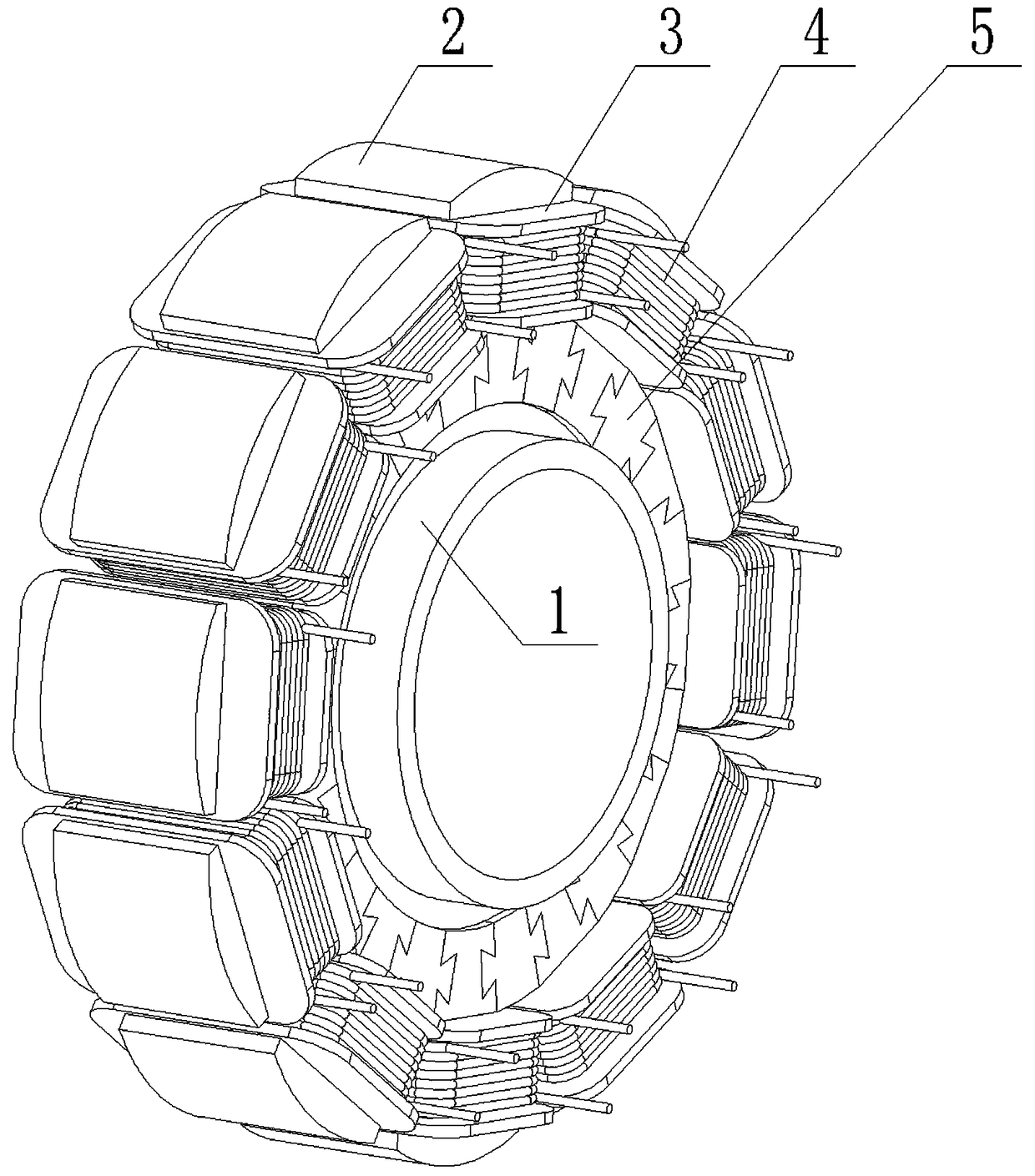 Combined stator with insulating skeleton