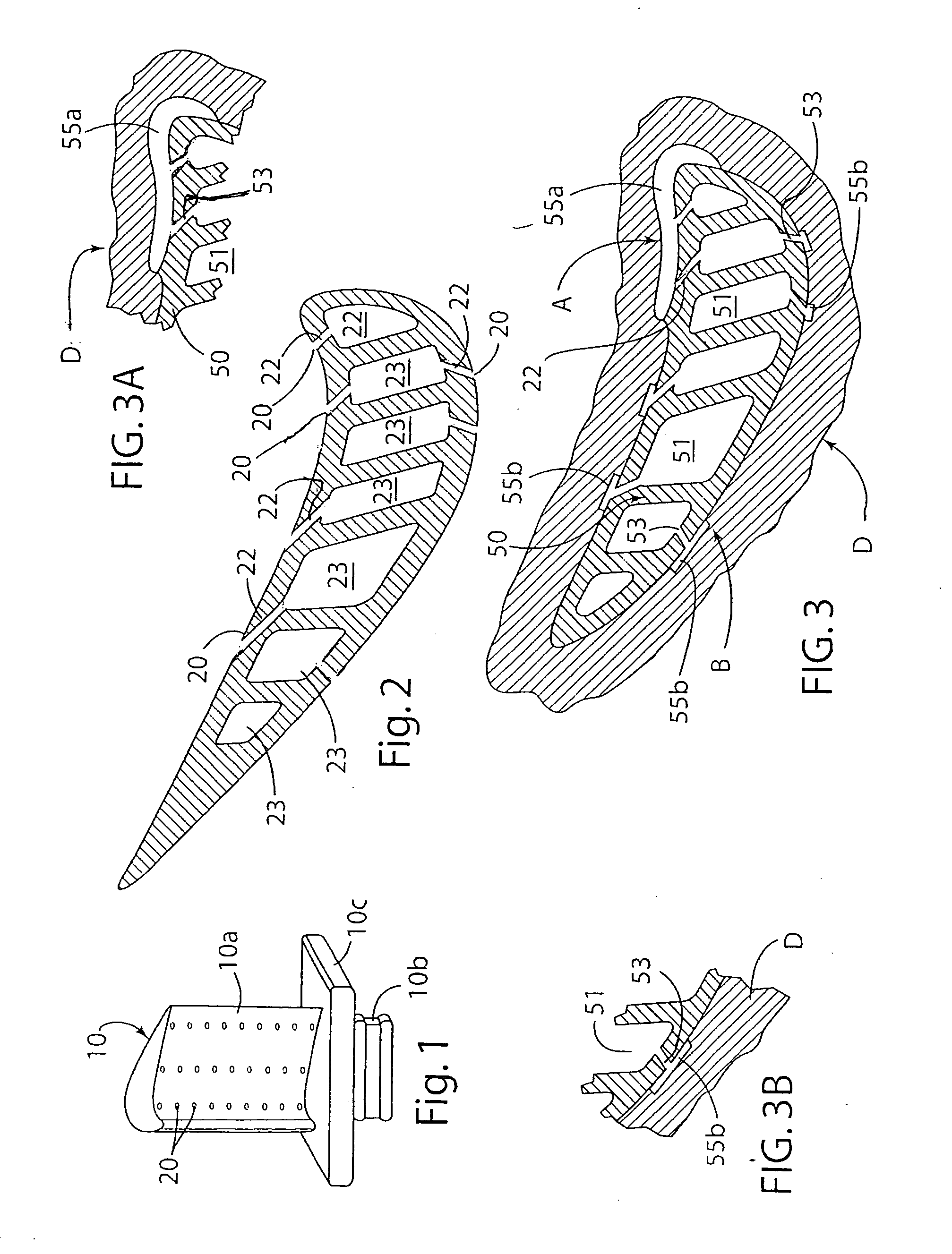 Cast-in cooling features especially for turbine airfoils