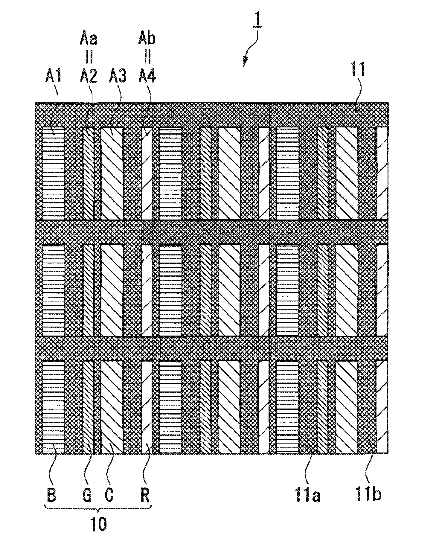 Display device, method of disposing pixels, and pixel disposition program