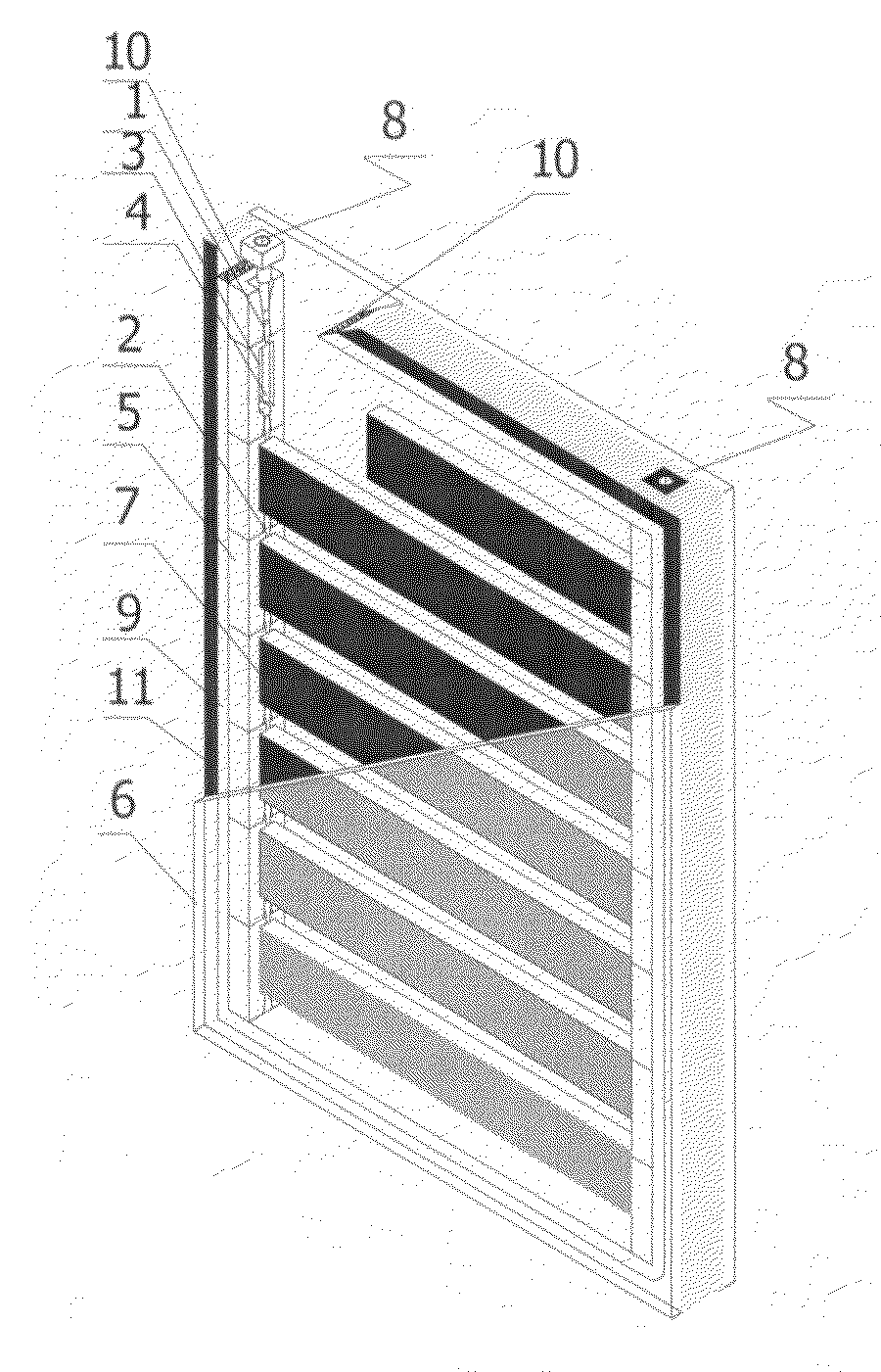 Integrated photovoltaic modular panel for a curtain wall glass