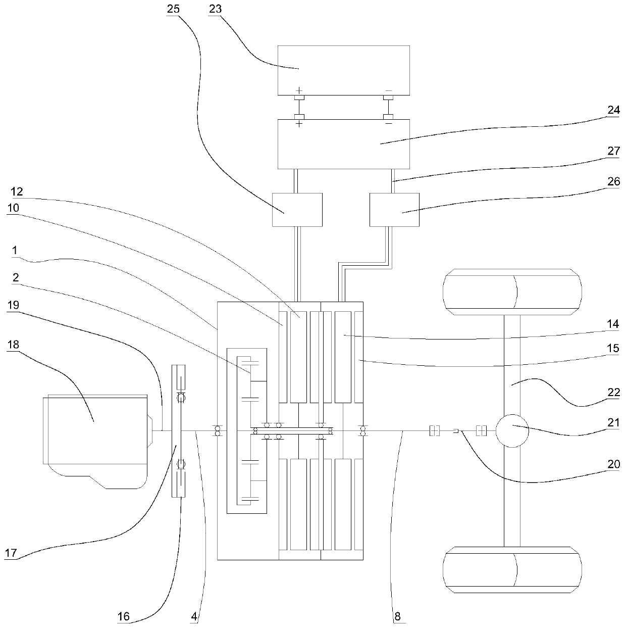 Double-disc type motor electric stepless speed change mechanical-electrical integration system