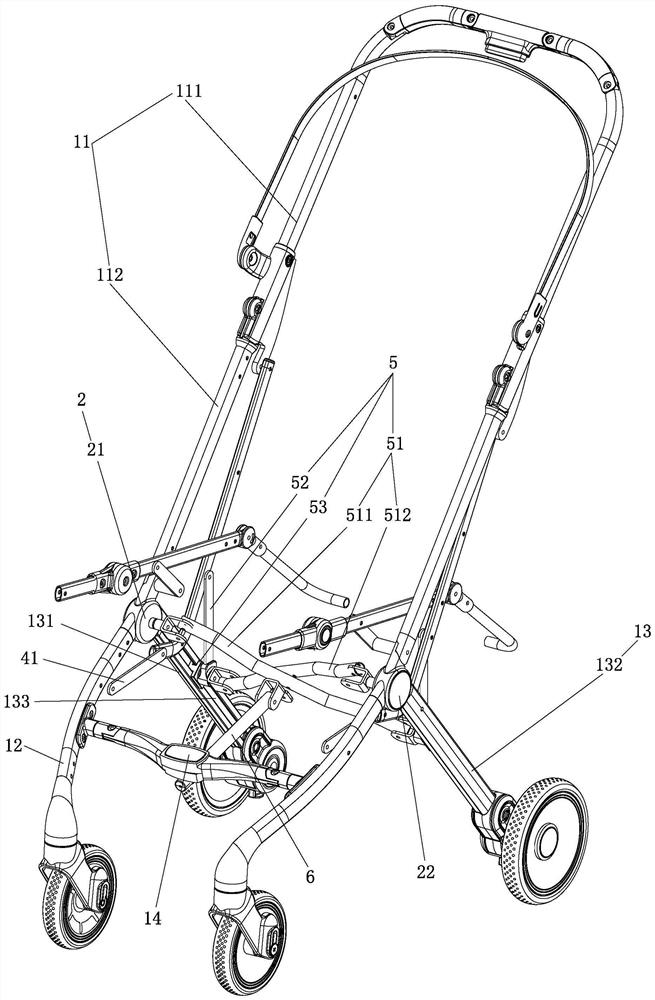 Novel four-folding vehicle frame structure and baby carriage