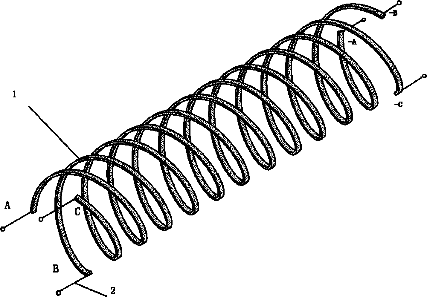 Primary winding of a cylindrical asynchronous linear motor