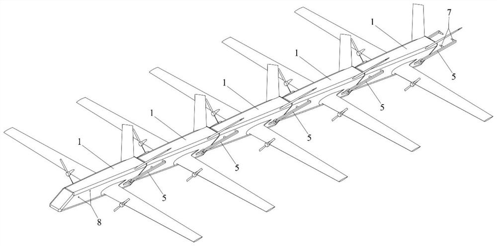 Swarm unmanned aerial vehicle aerodynamic layout capable of achieving tandem combined flight