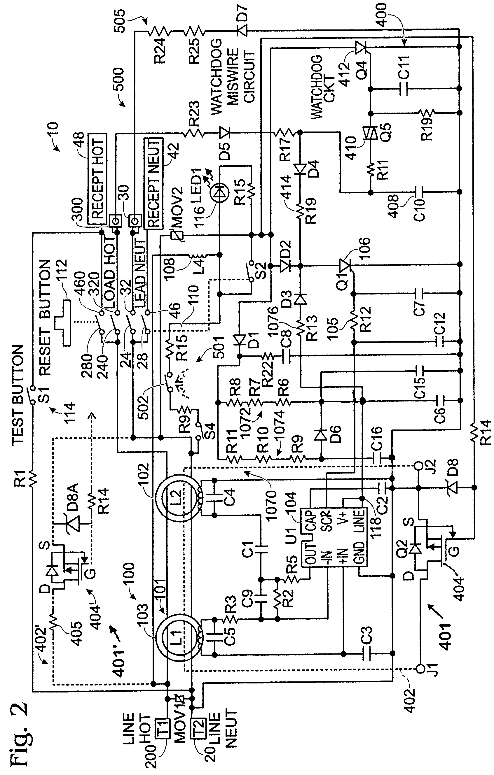 Electrical wiring device with protective features