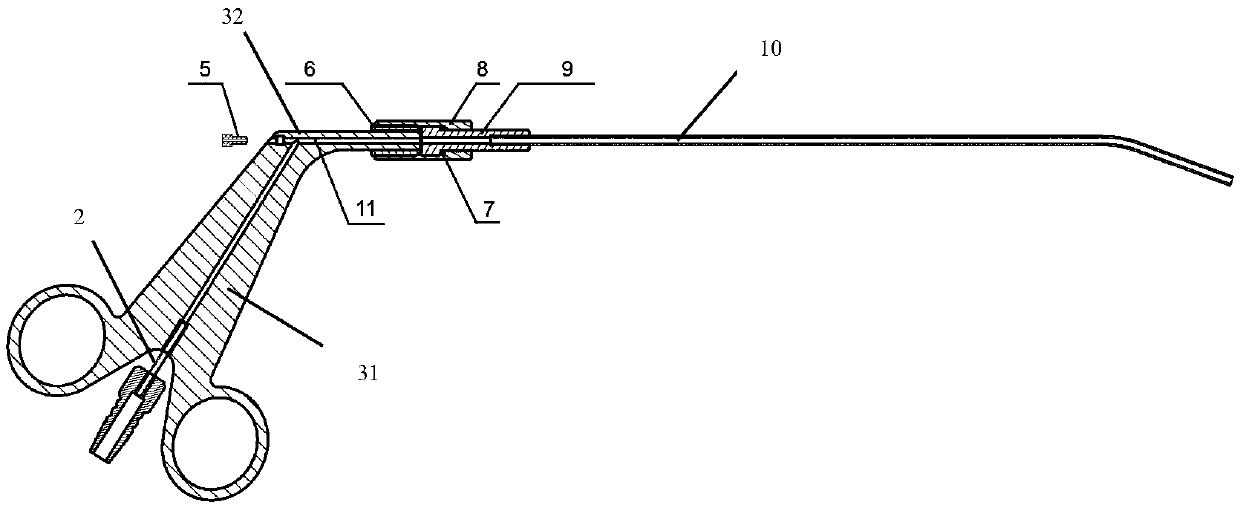 Laser optical fiber import handle