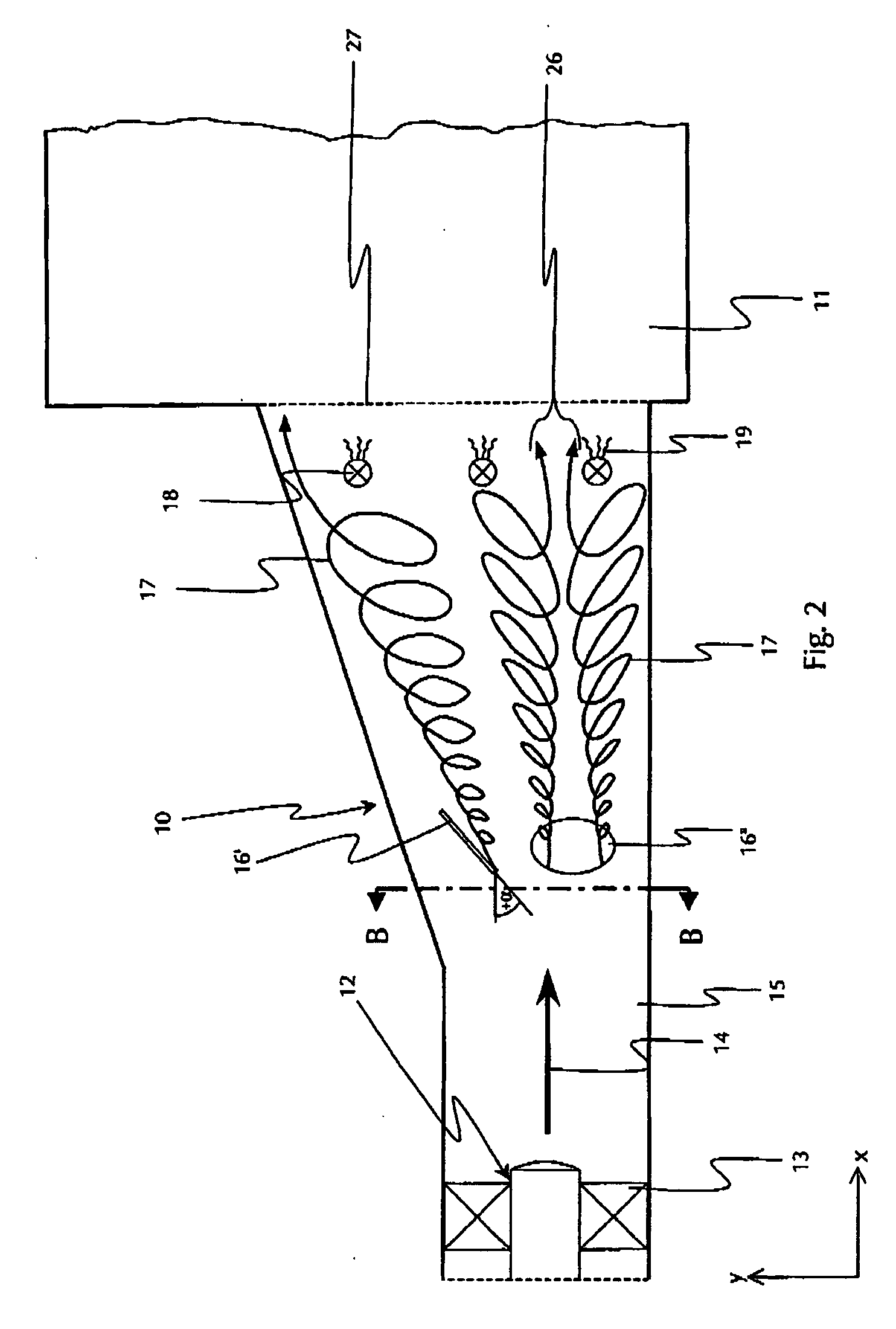 Exhaust gas guide of a gas turbine and method for mixing the exhaust gas of the gas turbine