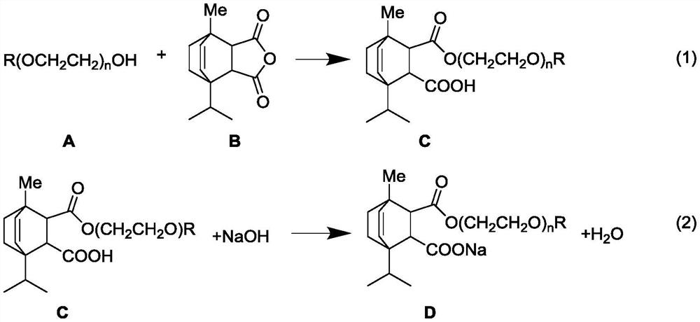 Fatty alcohol ether alpha-pinene-maleic anhydride addition acid surfactant and preparation method thereof