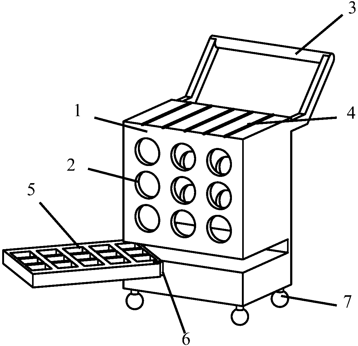 Movable drying storage cabinet for shaft parts