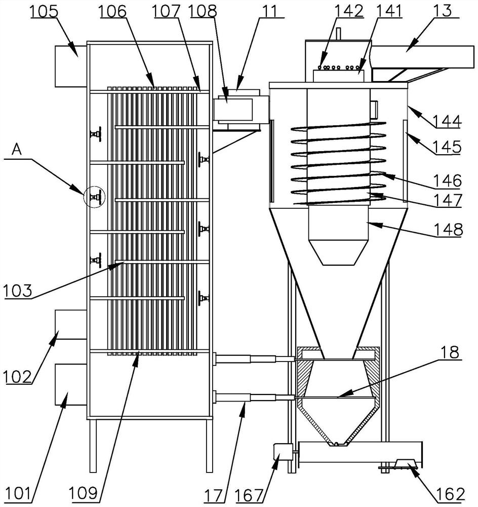 High-temperature industrial waste gas multi-stage dust removal system