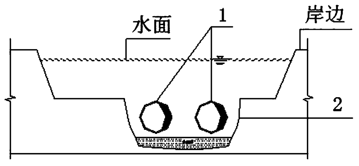 Underwater stone throwing and grouting reinforcing method for hanging soft foundation at lower part of immersed tube