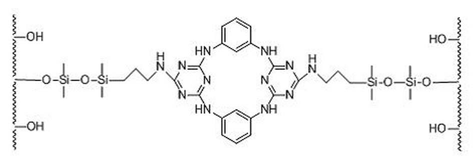 Tetraazacalix [2] arene [2] triazine bonded silica gel stationary phase and preparation method and application thereof