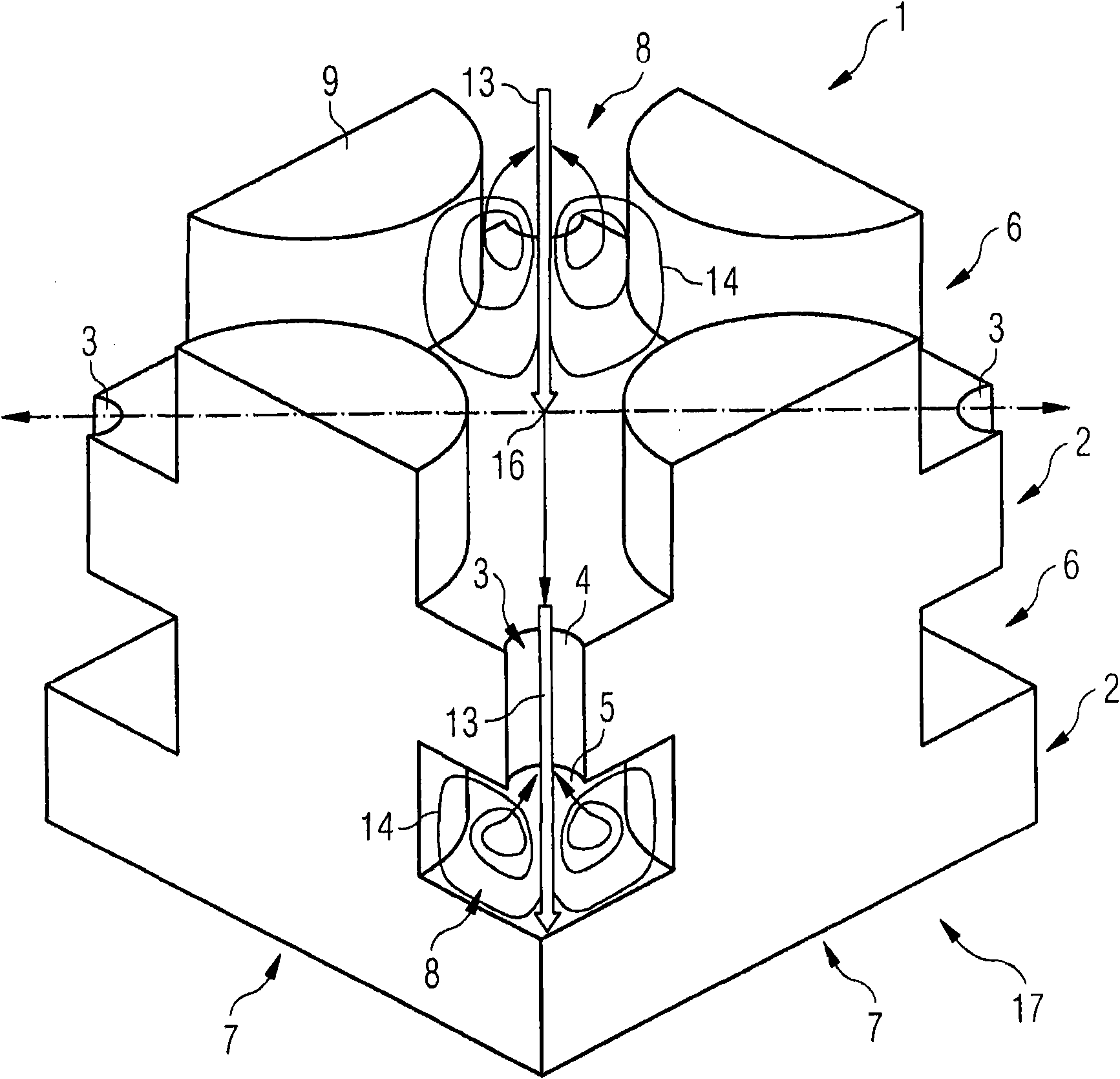 Multi-impingement-surface for cooling a wall