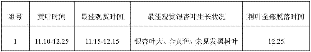 Composition for prolonging yellowness of ginkgo leaves without falling and use method thereof